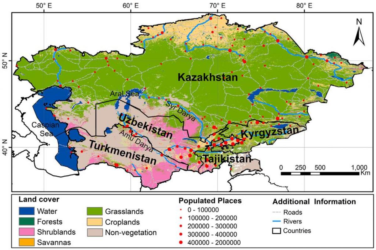 Kazakistan haritası iklim