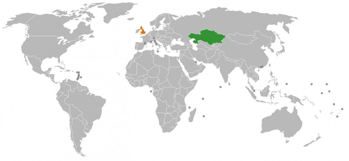 Kazakistan dünya haritası üzerinde konum 