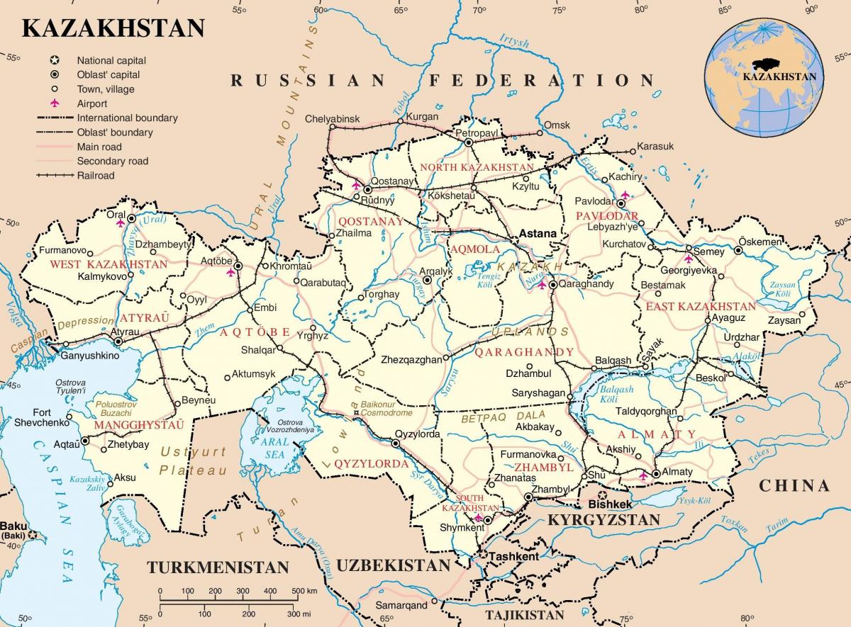 Kazakistan ülke haritası