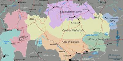 Kazakistan haritası bölgeler