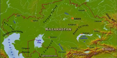 Kazakistan fiziki haritası 